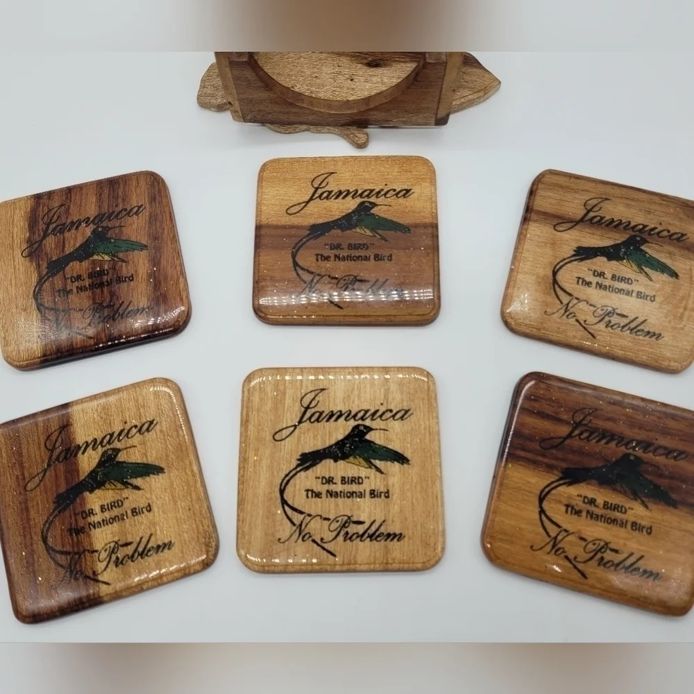 Jamaica Wooden Handmade Coasters set of 6​​​
